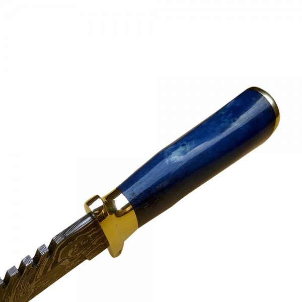 Damascus Bowies 13" - Model 1 (Blue Color Camel Bone)