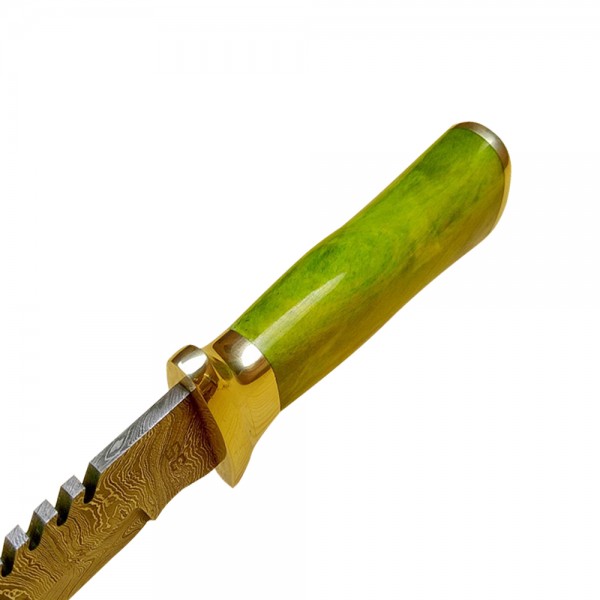 Damascus Bowies 13" - Model 1 (Green Color Camel Bone)