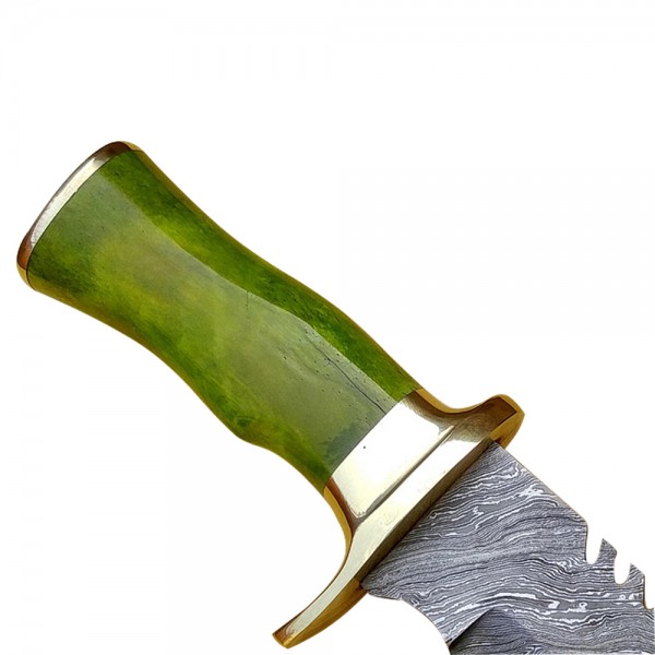 Damascus Bowies 13" - Model 1 (Green Color Camel Bone)