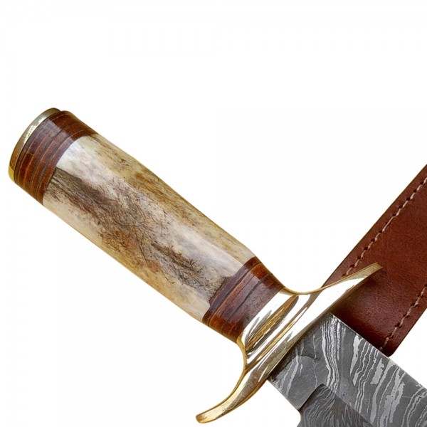 Damascus Bowies 13" - Model 2 (Stag Horn)