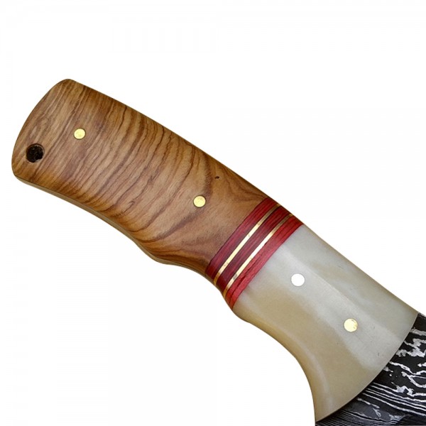 Damascus Skinner 8" - Model 4 (Wood and Bone)