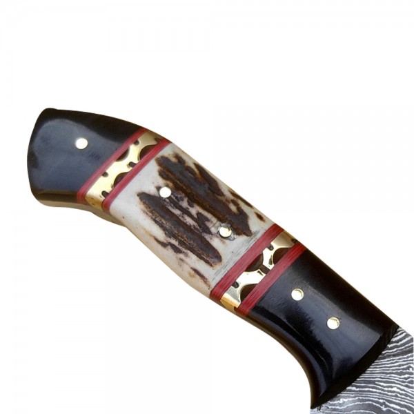 Damascus Skinner 9" - Model 13 (Buffalo Horn and Stag Horn)