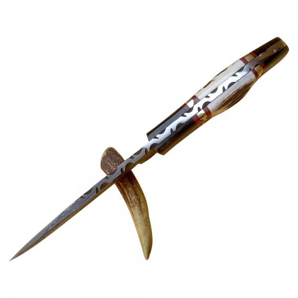 Damascus Skinner 9" - Model 13 (Buffalo Horn and Stag Horn)