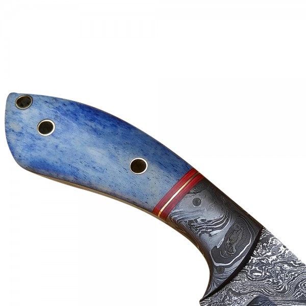 Damascus Skinner 9" - Model 9 (Color Camel Bone)