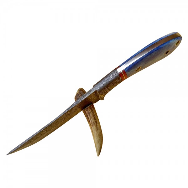 Damascus Skinner 9" - Model 9 (Color Camel Bone)