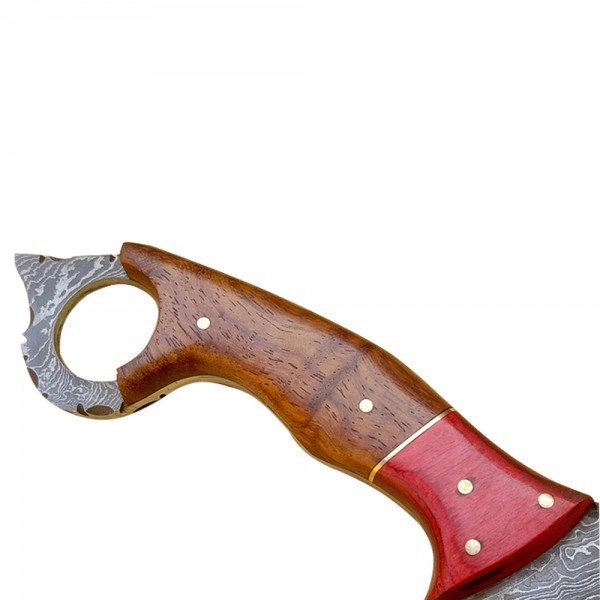 Damascus Karambit 11" - Model 2 (Rose Wood)