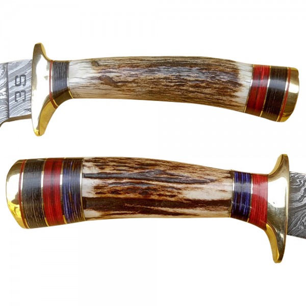 Damascus Skinner 9" - Model 1 (Stag Horn)