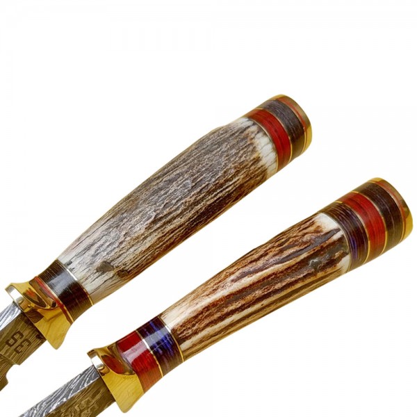 Damascus Skinner 9" - Model 1 (Stag Horn)