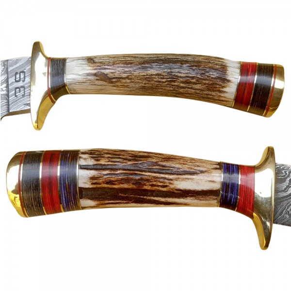 Damascus Skinner 9" - Model 1 (Stag Horn)