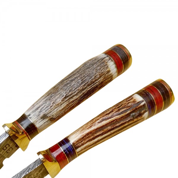 Damascus Skinner 9" - Model 1 (Stag Horn)