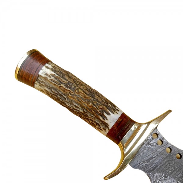 Damascus Bowies 12" - Model 1 (Stag Horn)