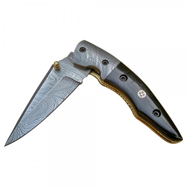 Damascus Folding 8" - Model 2 (Buffalo HORN)