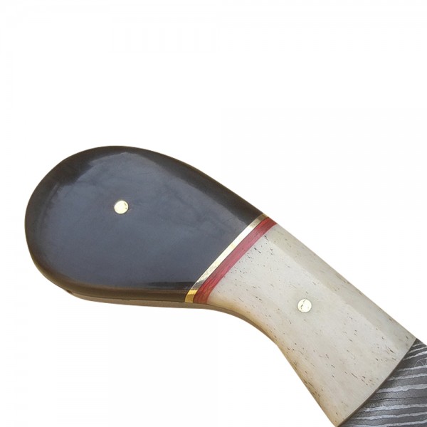 Damascus Skinner 7" - Model 2 (Camel Bone and Buffalo Horn)