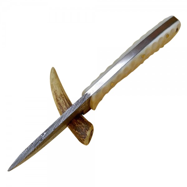 Damascus Skinner 7" - Model 3 (Camel Bone)